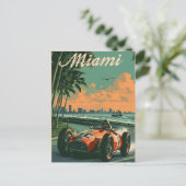 raceauto in Miami Briefkaart (Staand voorkant)