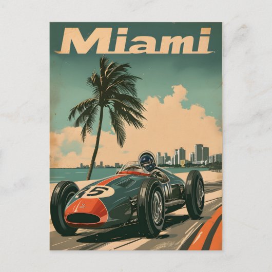 raceauto in Miami Briefkaart (Voorkant)