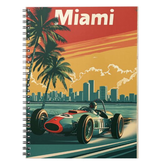  raceauto in Miami Notitieboek (Voorkant)
