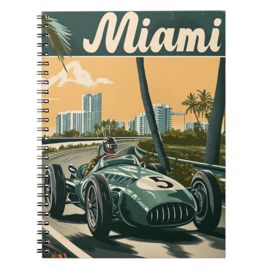  raceauto in Miami Notitieboek (Voorkant)