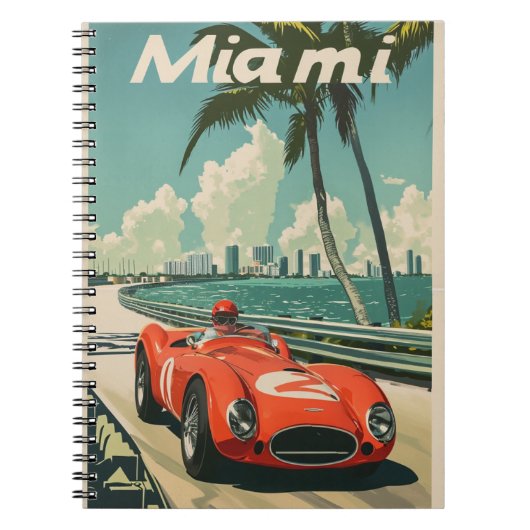  raceauto in Miami Notitieboek (Voorkant)