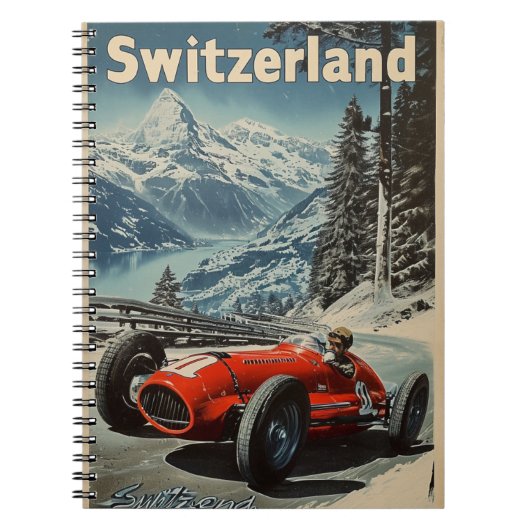 raceauto in Zwitserland Notitieboek (Voorkant)