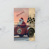 Raceauto met kerstman feestdagen kaart (Binnen)