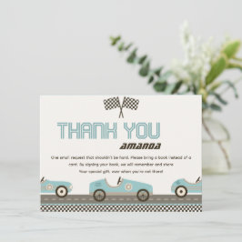 raceauto met snel Baby shower - Hartelijk dank Kaart