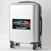 Raceauto op graffiti achtergrond voor gamer sticker (Koffer)