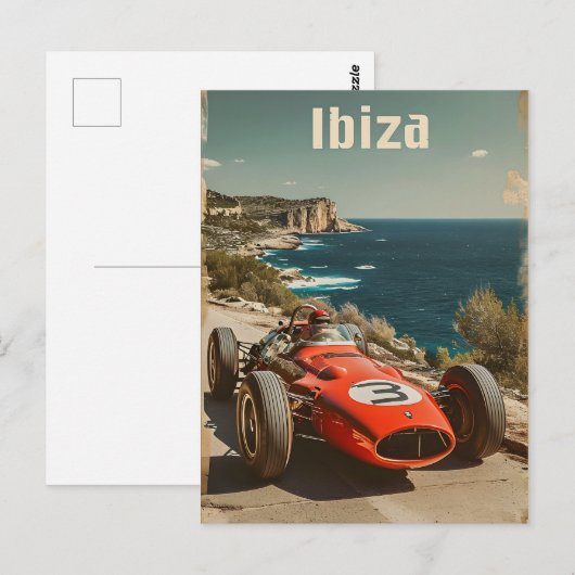  raceauto op Ibiza Briefkaart (Voorkant / Achterkant)