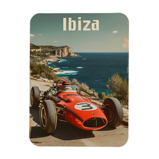 raceauto op Ibiza Magneet (Verticaal)