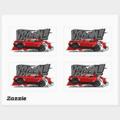 RACEAUTO OP VOLLE SNELHEID VROOM! RECHTHOEKIGE STICKER (Vel)