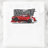 RACEAUTO OP VOLLE SNELHEID VROOM! RECHTHOEKIGE STICKER (Tas)