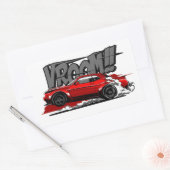 RACEAUTO OP VOLLE SNELHEID VROOM! RECHTHOEKIGE STICKER (Envelop)