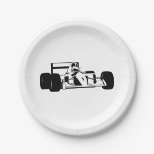 Raceauto Silhouet zwart en wit Papieren Bordje