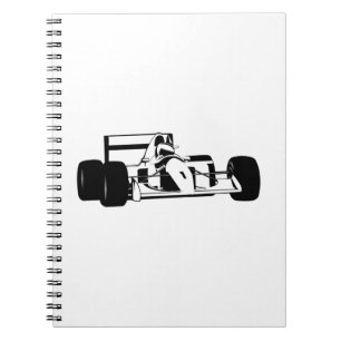 Raceauto Silhouette zwart en wit Notitieboek