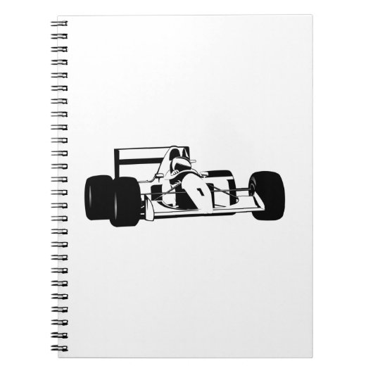Raceauto Silhouette zwart en wit Notitieboek (Voorkant)