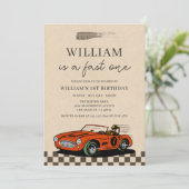  raceauto snel One Boy 1st Birthday Kaart (Staand voorkant)