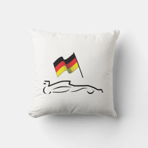 Raceauto-tekening met Duitse vlag Kussen