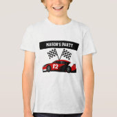 Raceauto tekst en nummer Tri-Blend shirt (Voorkant)