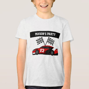 Raceauto tekst en nummer Tri-Blend shirt
