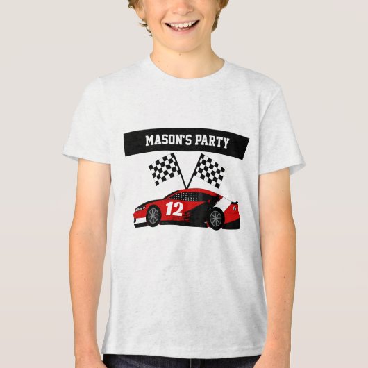 Raceauto tekst en nummer Tri-Blend shirt (Voorkant)