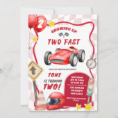 Raceauto twee snelle 2e verjaardag kaart (Voorkant)