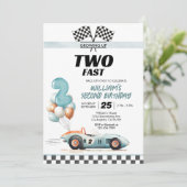 Raceauto twee snelle 2e verjaardag kaart (Staand voorkant)