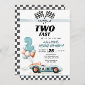 Raceauto twee snelle 2e verjaardag kaart (Voorkant / Achterkant)