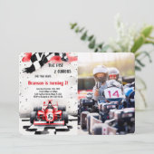 Raceauto, twee snelle foto's kaart (Staand voorkant)