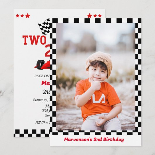 raceauto Twee snelle jongen op het tweede verjaard Kaart (Voorkant / Achterkant)