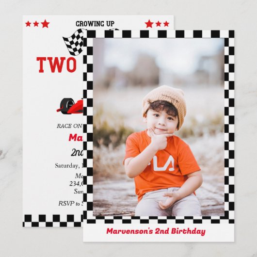 raceauto Twee snelle jongen op het tweede verjaard Kaart (Voorkant / Achterkant)