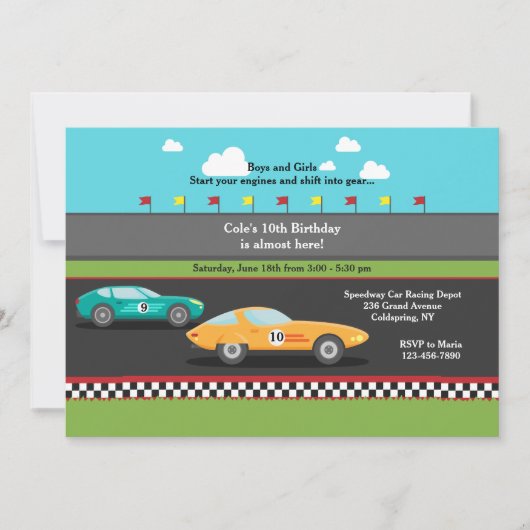 Raceauto Uitnodiging (Voorkant)