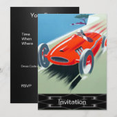 Raceauto-uitnodiging Kaart (Voorkant / Achterkant)