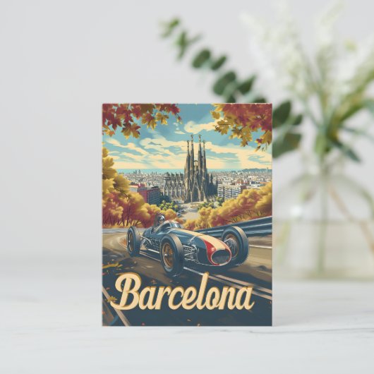  raceauto van Barcelona Briefkaart (Staand voorkant)