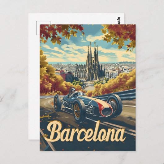  raceauto van Barcelona Briefkaart (Voorkant / Achterkant)
