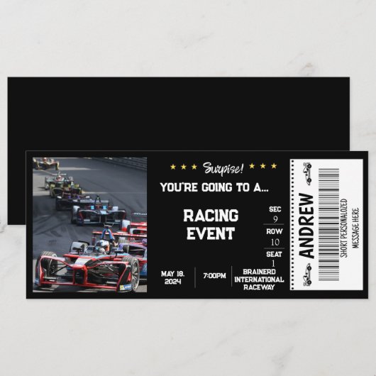 RACEAUTO VERASSINGSCADEAU TICKET KAART (Voorkant / Achterkant)