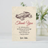 raceauto , verjaardag , baby shower , dank je wel  bedankkaart (Staand voorkant)