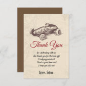 raceauto , verjaardag , baby shower , dank je wel  bedankkaart (Voorkant / Achterkant)