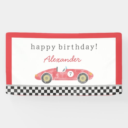 raceauto Verjaardag Spandoek (Horizontaal)