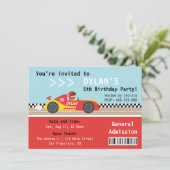 Raceauto, verjaardagsfeestje, toegangsbewijs voor  kaart (Staand voorkant)