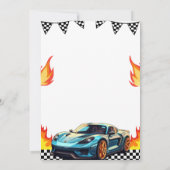 Raceauto Vlammen Verjaardagsfeestje Kaart (Achterkant)
