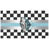 raceauto, zwart-wit, gekleurd blauw tafelkleed (Voorkant (Horizontaal))