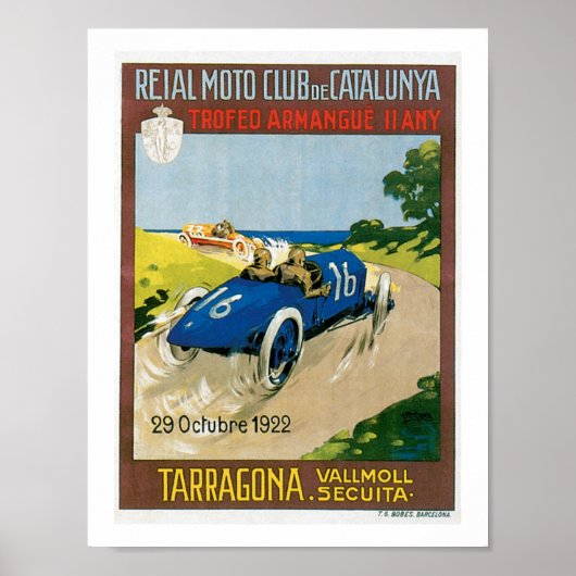 raceauto's 1922  Art Print Poster (Voorkant)