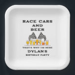 Raceauto's & Bier Geruite Vlag Raceday Verjaardag Papieren Bordje<br><div class="desc">Kies dit grappige Snel Raceauto's Raceday Verjaardag ontwerp en vier je verjaardag op het raceparcours terwijl je autorace rijdt of bekijkt. Dit ontwerp is ook perfect voor een online racinggamer. Vier en geniet van je bierproeverij terwijl je de snelle auto's ziet racen! Of organiseer een raceauto toernooi verjaardag.</div>