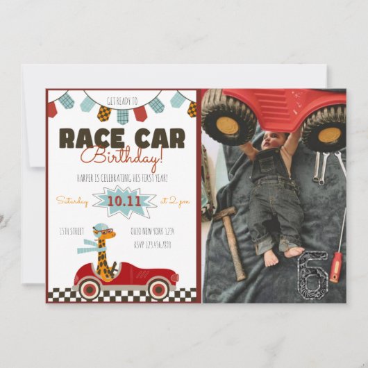 raceauto's met snelle uitnodiging op de dag van de (Voorkant)