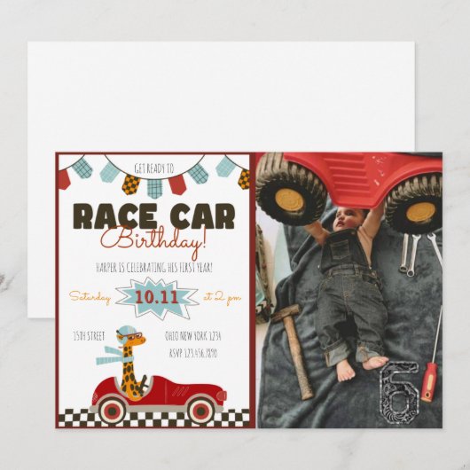 raceauto's met snelle uitnodiging op de dag van de (Voorkant / Achterkant)