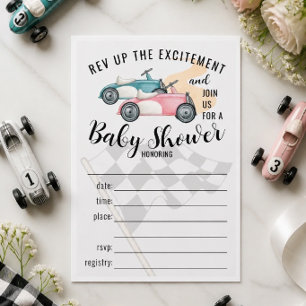 Raceauto's vul uitnodiging voor babyfeestje