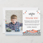 Raceautoverjaardagsfeest Dankjewel kaart (Voorkant)
