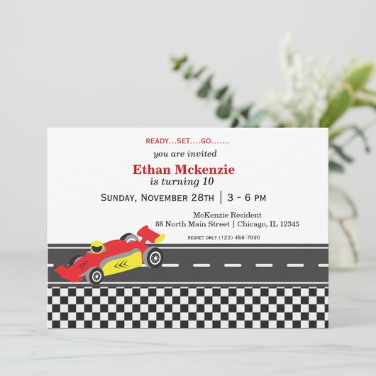 Racecar Birthday Kaart (Staand voorkant)