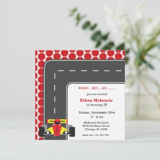 Racecar Birthday Kaart (Staand voorkant)