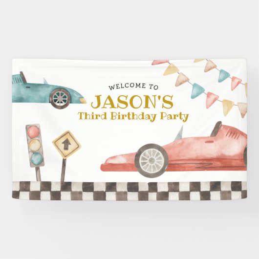 Racecar Birthday Large Banner (Horizontaal)