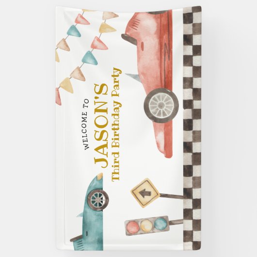 Racecar Birthday Large Banner (Verticaal)