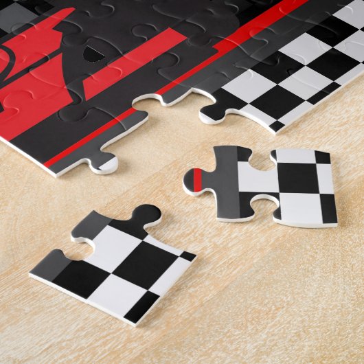 Racecar Design Jigzaag Puzzle Legpuzzel (Zijkant)